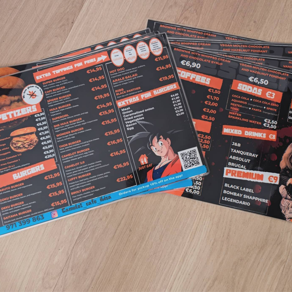 Cartas y menús para restaurantes en Ibiza